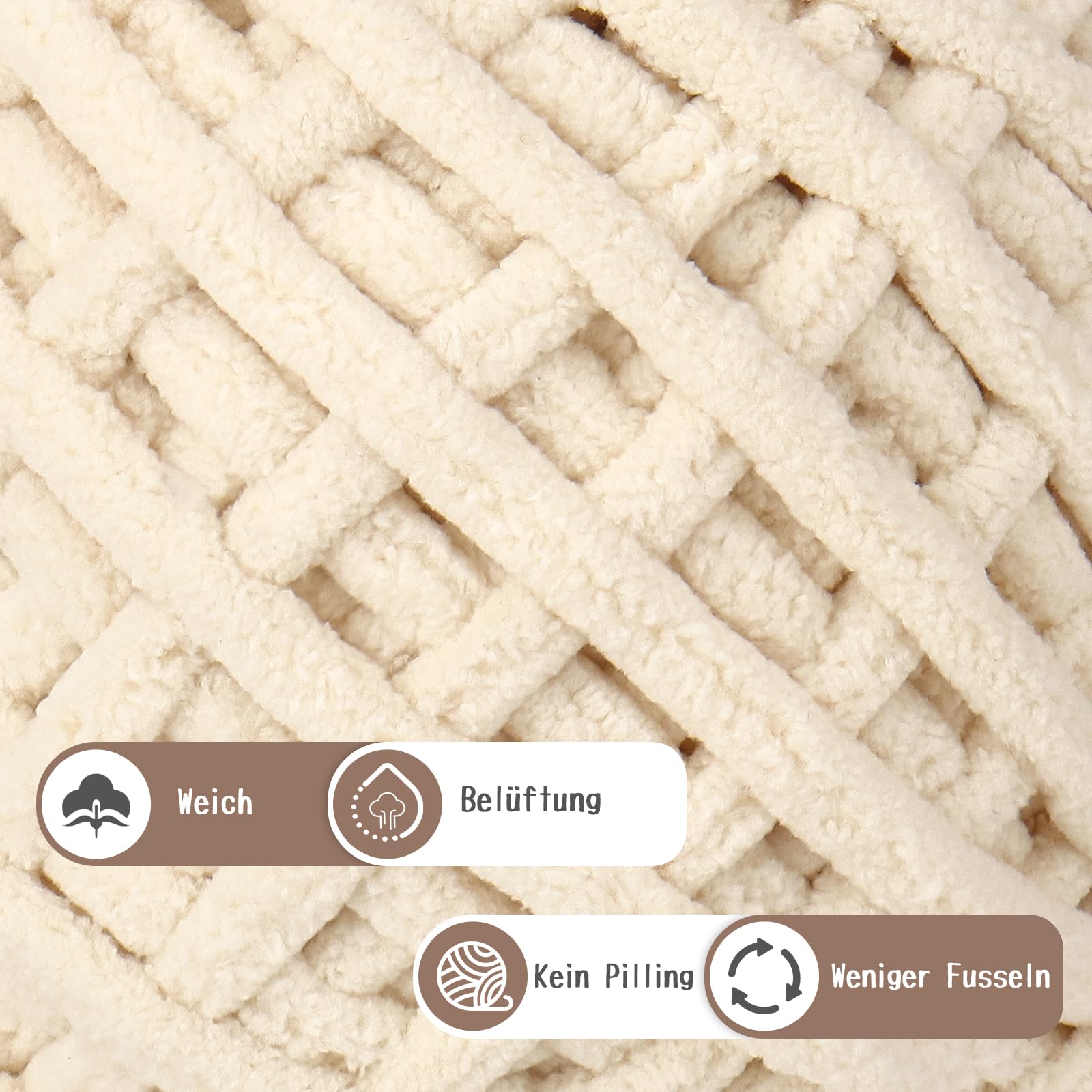 Lot De 4 Pelotes De Laine Chenille épaisse Coopay - 100g Chacune - 100% Polyester Super Doux - Pour Couvertures, écharpes, Amigurumis - 7