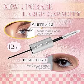FADLASH Lash Bond and Seal 12ml Lash Cluster Glue for Eyelash Clusters Strong Hold Eyelash Glue Black Long Lasting at Home