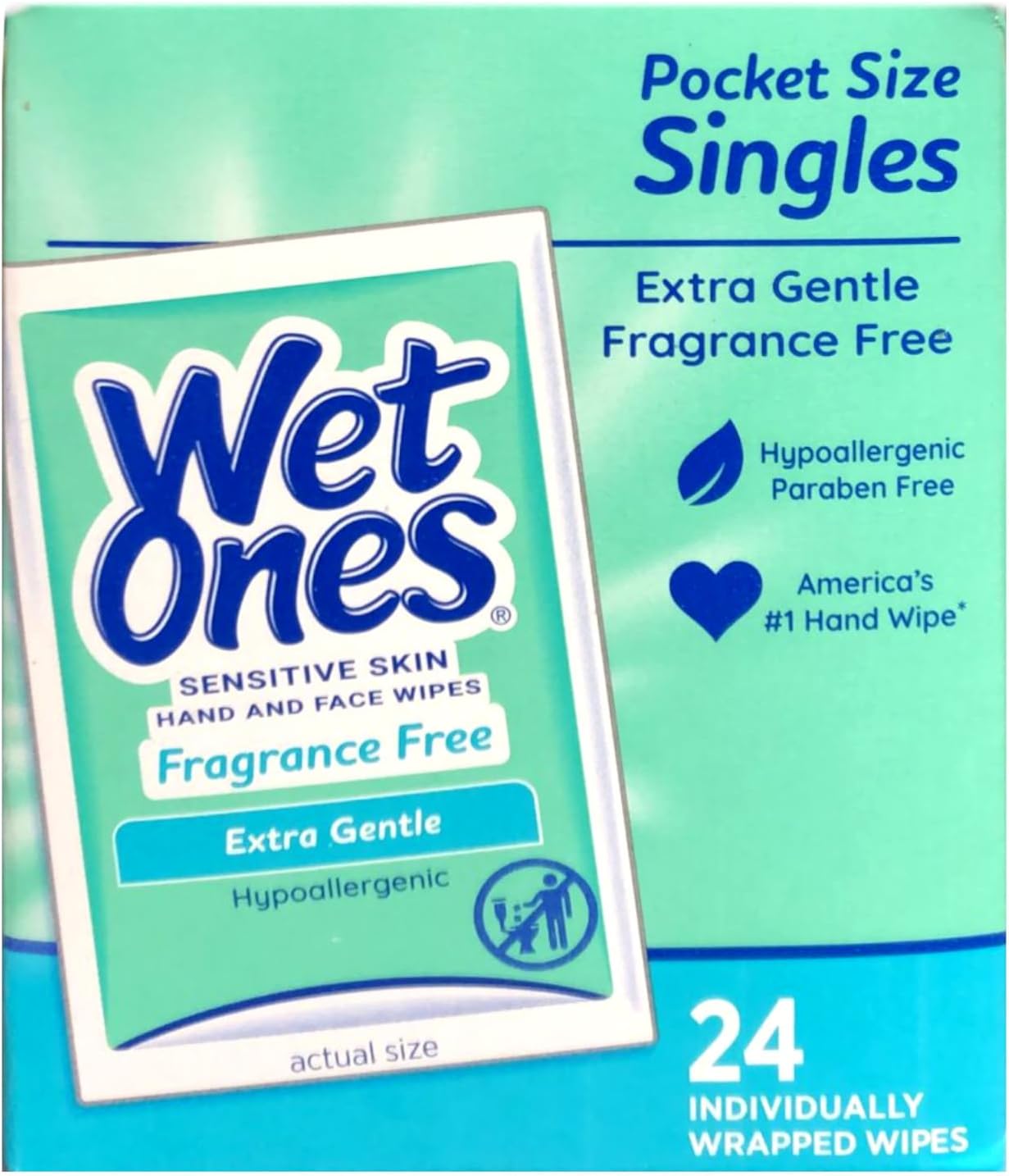 Wet Ones Sensitive Skin Hand & Face Wipes, Singles Fragrance Free