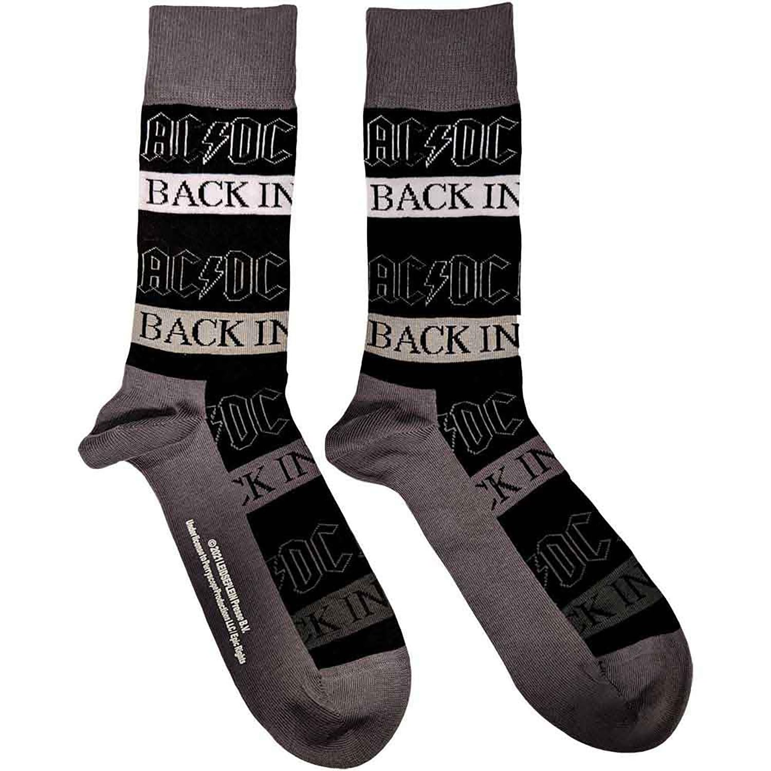 Rock Off officially licensed products AC/DC Back In Black (US Men's Shoe Size 8-12) Socks Black