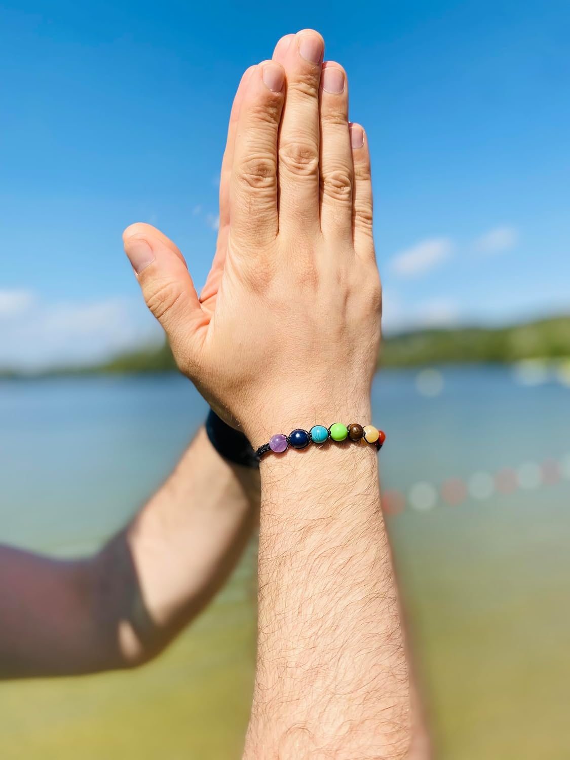 joy-d Chakra Bracelet 7 Stone Healing Bracelet on Adjustable Black Thread Natural Gemstone Jewelry for Energy, Balance, Meditation & Wellness - Unisex Mind, Body & Soul Healing Energy Bracelet - Image 3