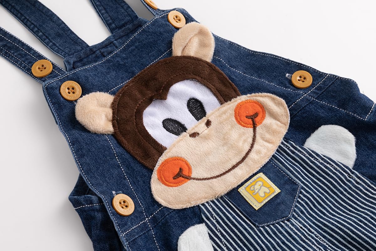 KIDSCOOL SPACE Overoles Lindos De Jean Del Verano Del Bebé, Shortalls Animales De La Historieta 3D Del Dril De Algodón Del Niño