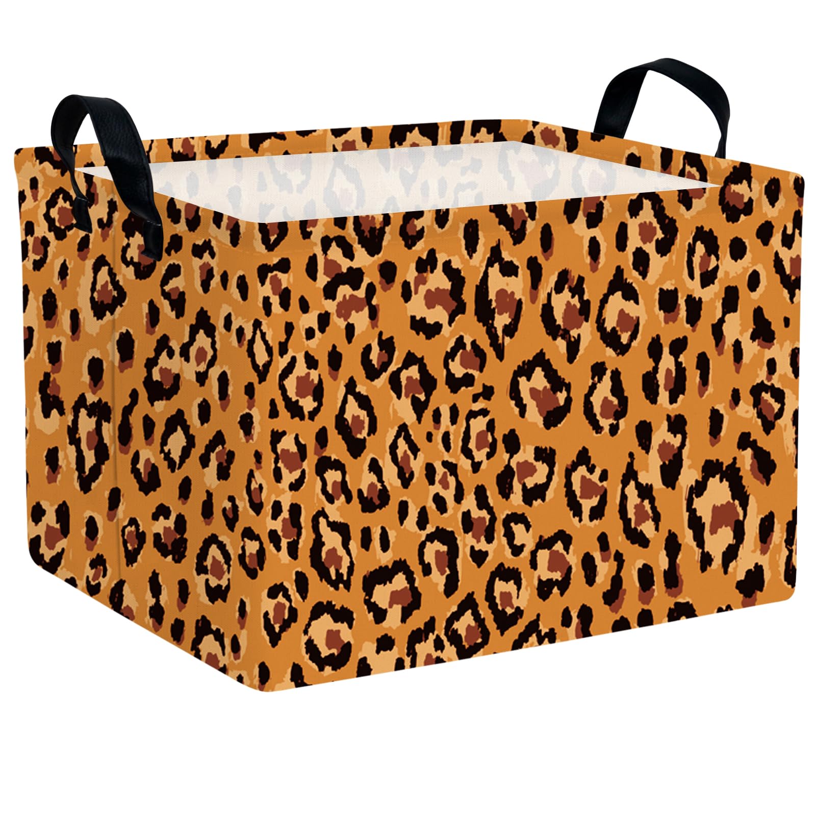 Kid Cute Rectangle Storage Basket Baby Toy Clothes Storage Bin Nursery Playroom Bedroom Decor Basket (Leopard Print)