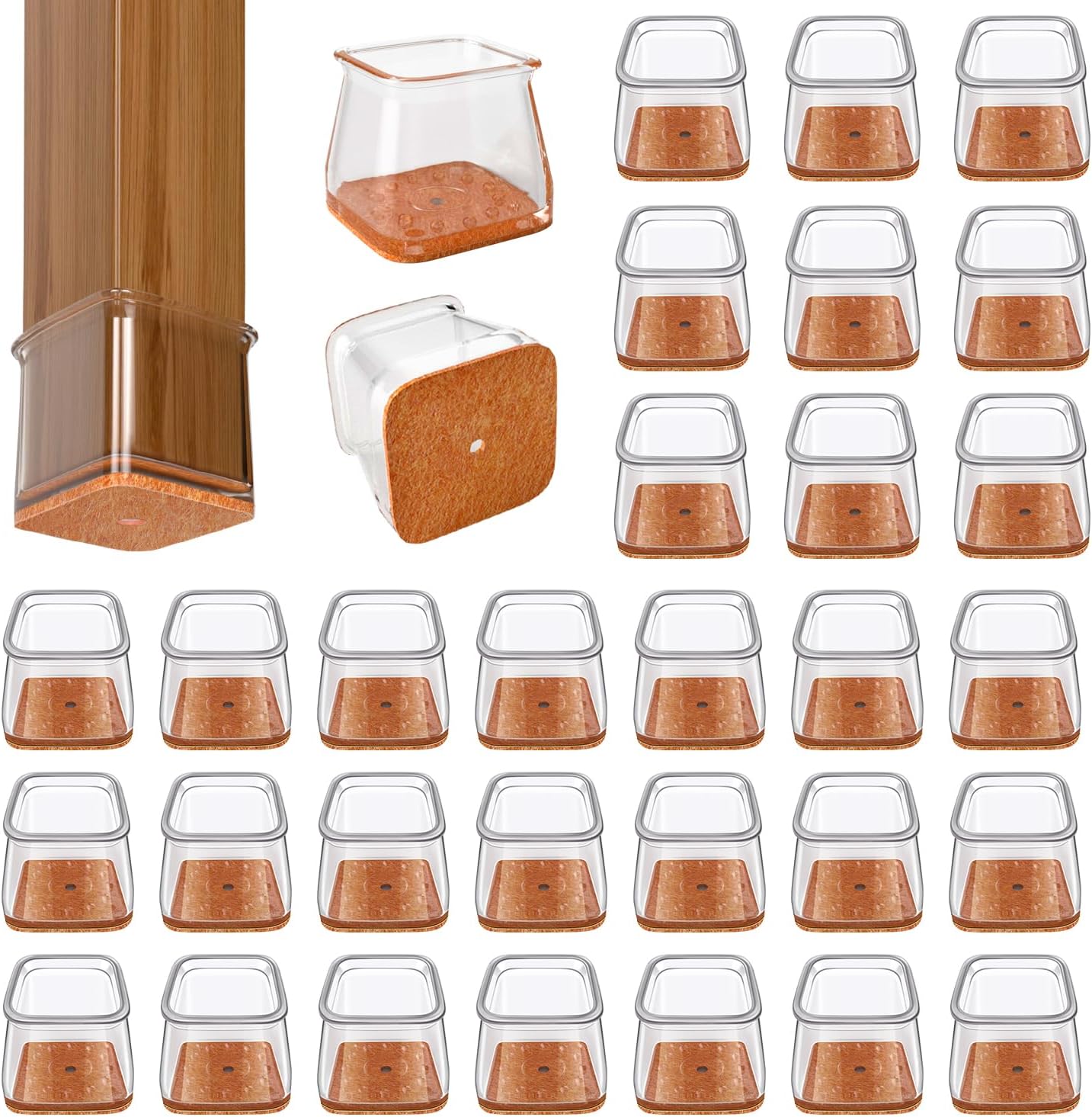 32 Pcs Chair Leg Floor Protectors for Hardwood Floors Clear Silicone