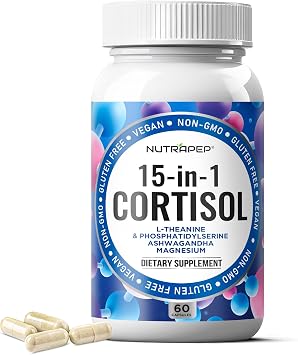 NutraPep Cortisol Detox Supplement Men Women - Reduce Lower Cortisol High Cortisol Reducer Blocker Control - Supports Stress Mood Rest Adrenal Calm Relax with Ashwagandha L-Theanine Magnesium