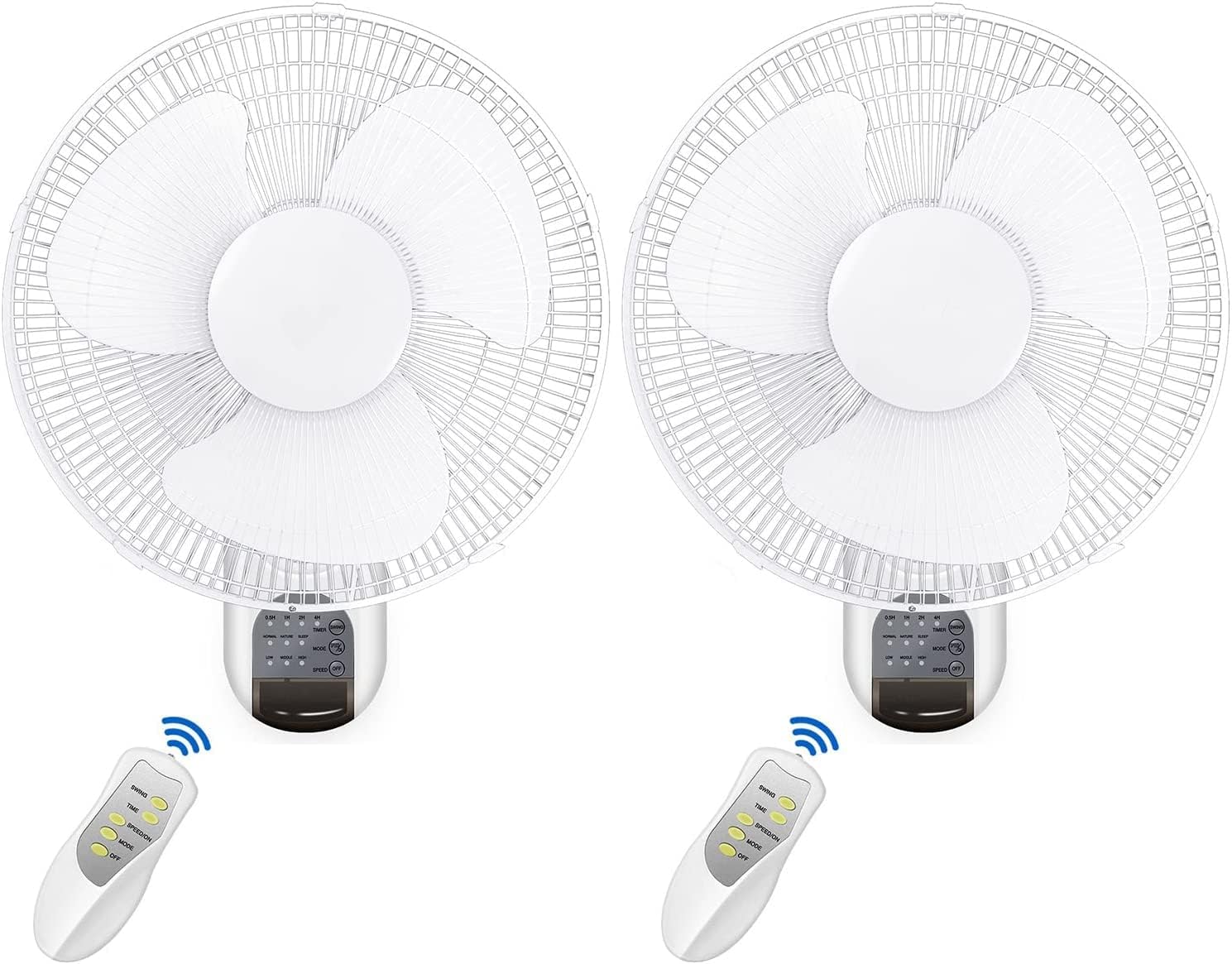 Heal Smart 16-Inch Digital Wall Mount Oscillating Fan w/Remote,White,2 Pack
