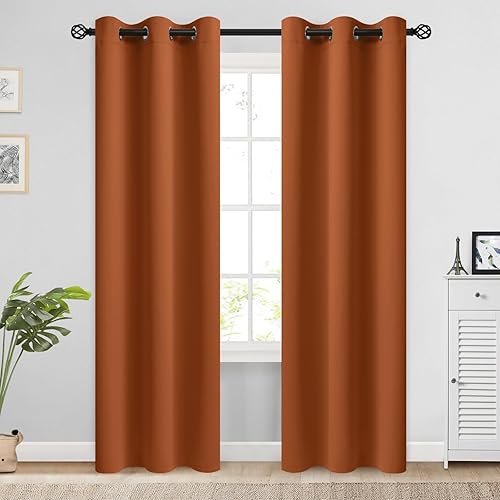 Miniatura 44 de COSVIYA Cortinas 100% opacas para dormitorio con forro negro, bloqueo de luz completa, aislamiento térmico y ojales, tratamiento de ventana de 54