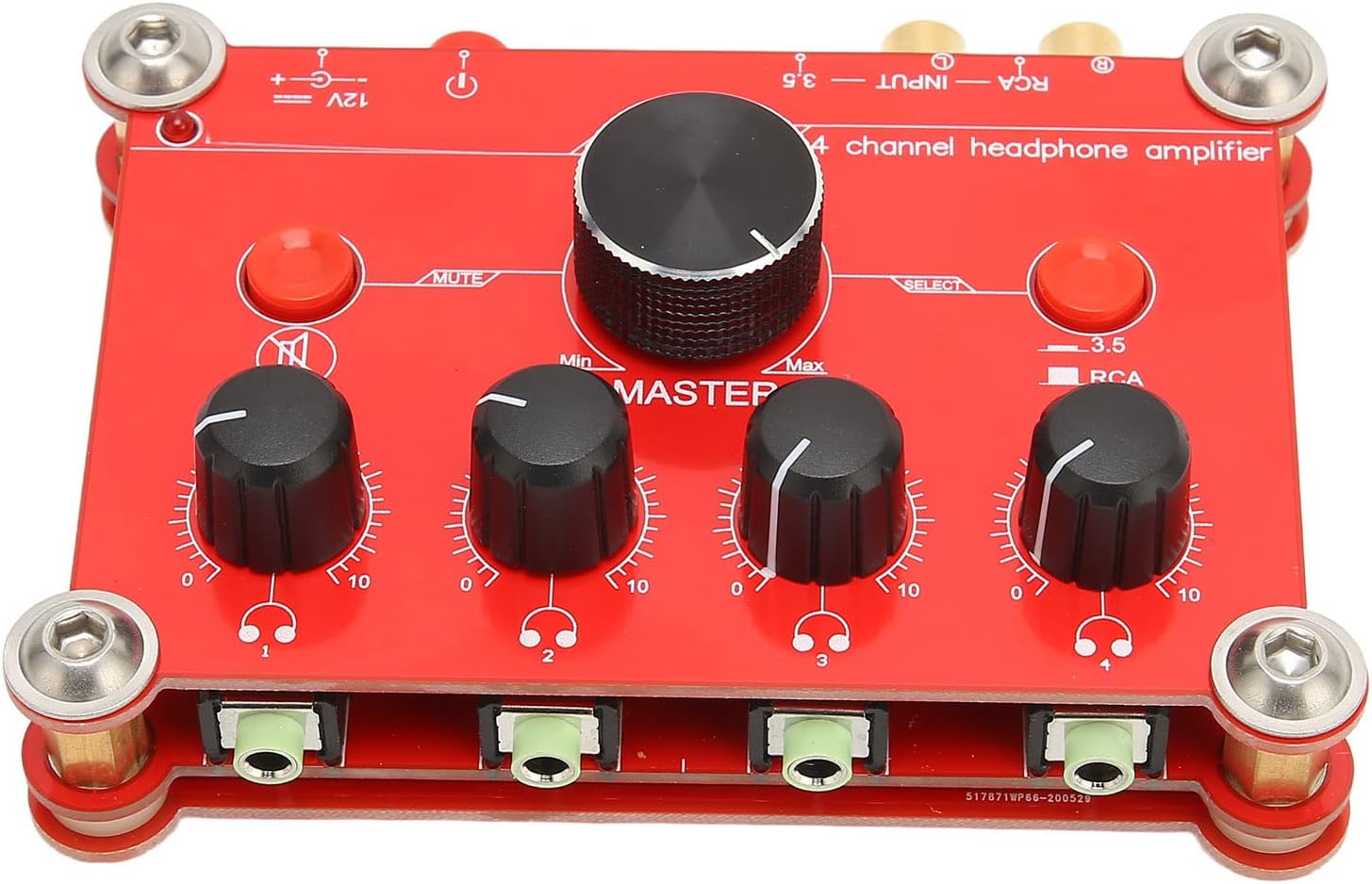 Amazon オーディオパワーアンプ 100240V 独立ボリュームコントロール 簡単操作 赤 ポータブルヘッドホンアンプモジュール 4