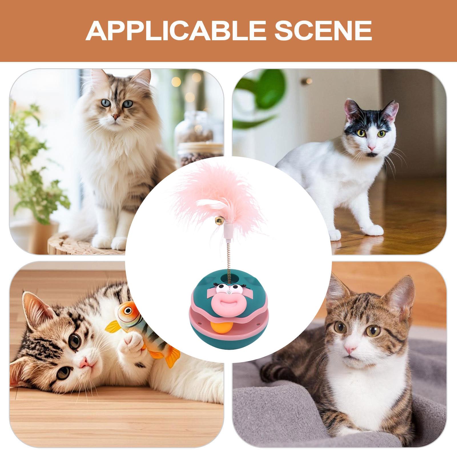 Giochi per Gatti con Piume Palla Animata Interattiva Giocattoli per Gatti | Gatti con Campanello e Penne Tenerine, Giochi Interni Anti Noia per Animali Domestici