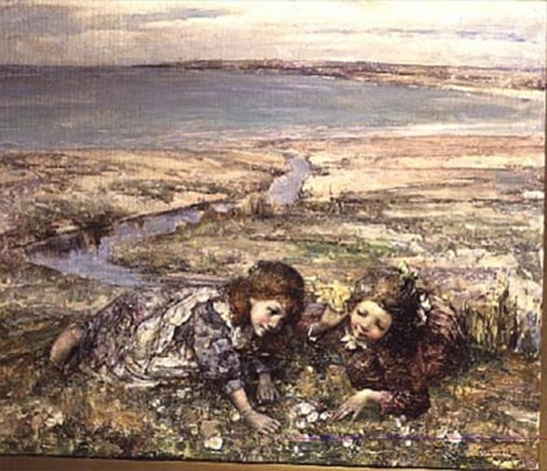 POSTERIIk Vintage Art Print Images Pictures Print Two Girls on a Beach by Edward Atkinson Hornel Modern Colour Posters for Office Home Decor 60x90cm