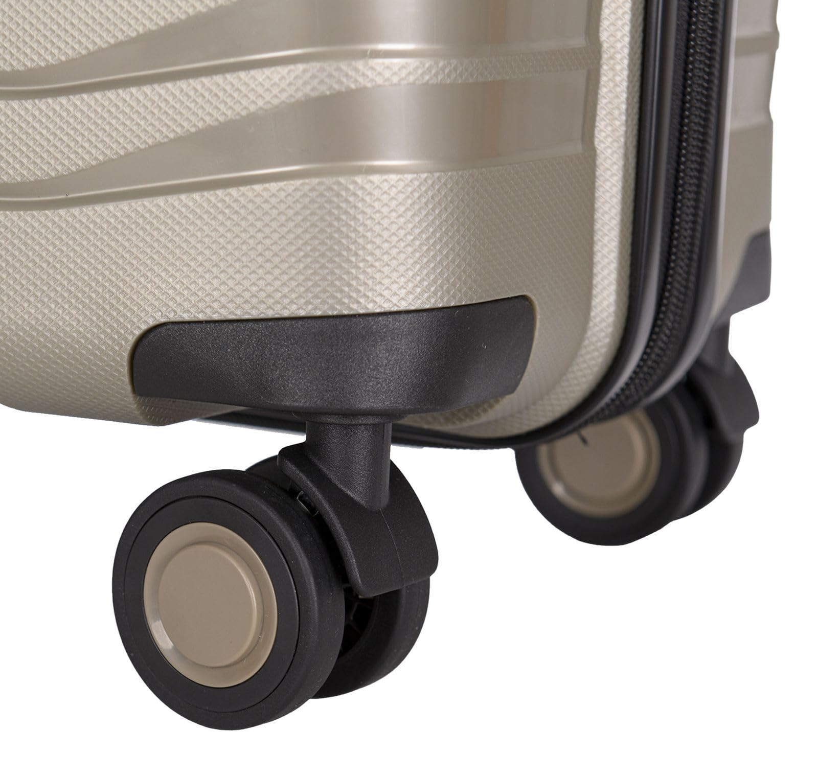 Stratic Bright+ Hartschalen-Koffer Trolley Koffer mittelgroß Reisekoffer, wasserabweisend, 4 Rollen, erweiterbar, TSA-Schloss (Größe M, Champagne)