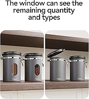 Vista 8 de Veken Coffee Canister with Window,Airtight Stainless Steel Kitchen Food Storage Container, Date Tracker & Scoop for Grounds Coffee, Beans, Tea