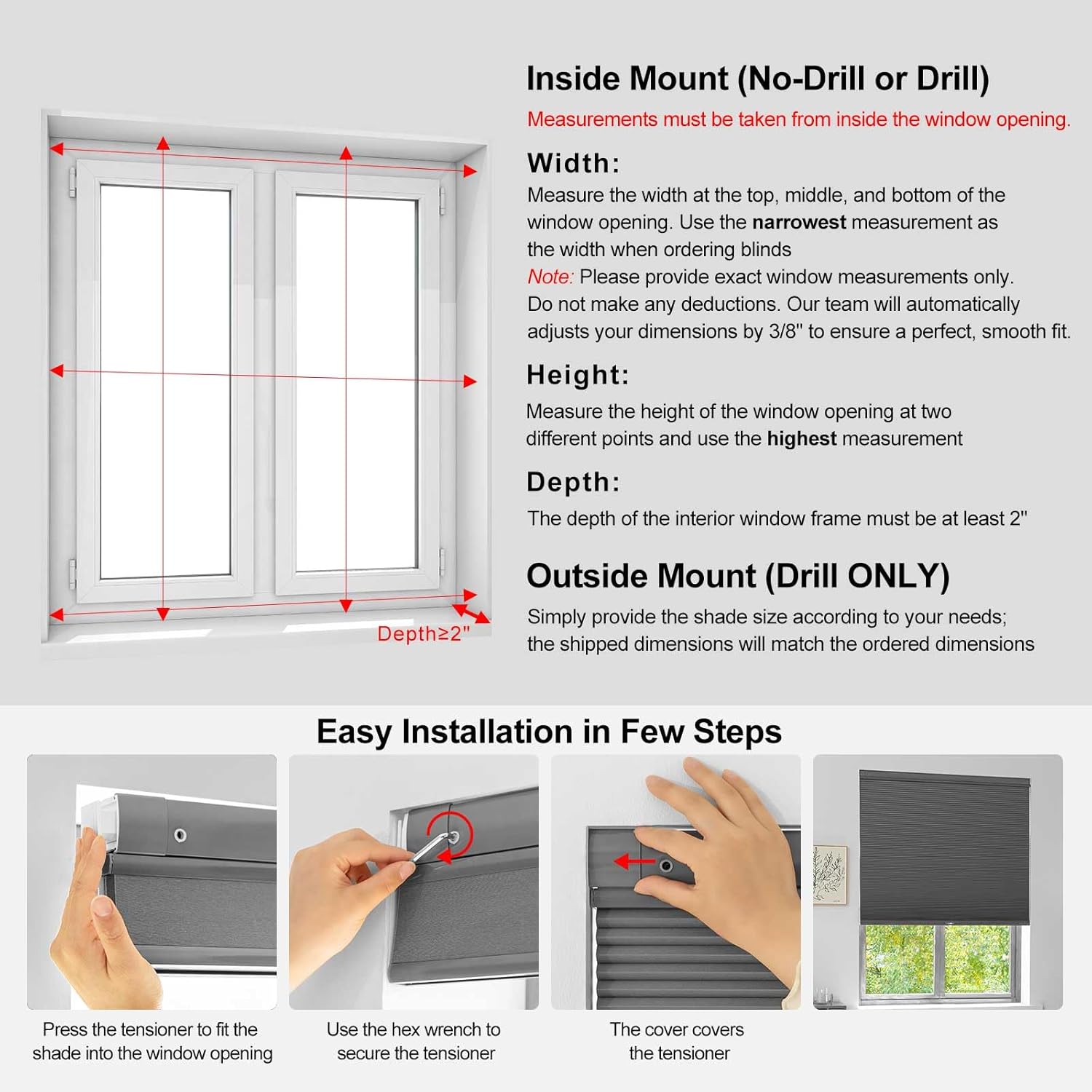 TDBU Honeycomb Blinds, Blackout Dark Blue Custom No Drill Cordless Top Down Bottom Up Cellular Shades Easy Install for Home Office Indoor Windows
