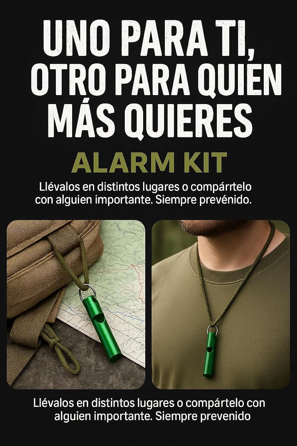 4 Silbatos de Emergencia de Aluminio con Anilla para Colgar, Silbato de Supervivencia Ligero y Resistente para Camping, Senderismo y Coche, Apito de Emergência