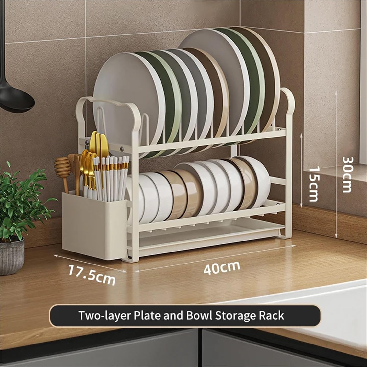 1/2/3 tiers Steel Dishes Storage Sink Draining Rack Kitchen Sliding Dish Storage Rack Under Sink Dish Drainer Tableware(Double bowl rack)