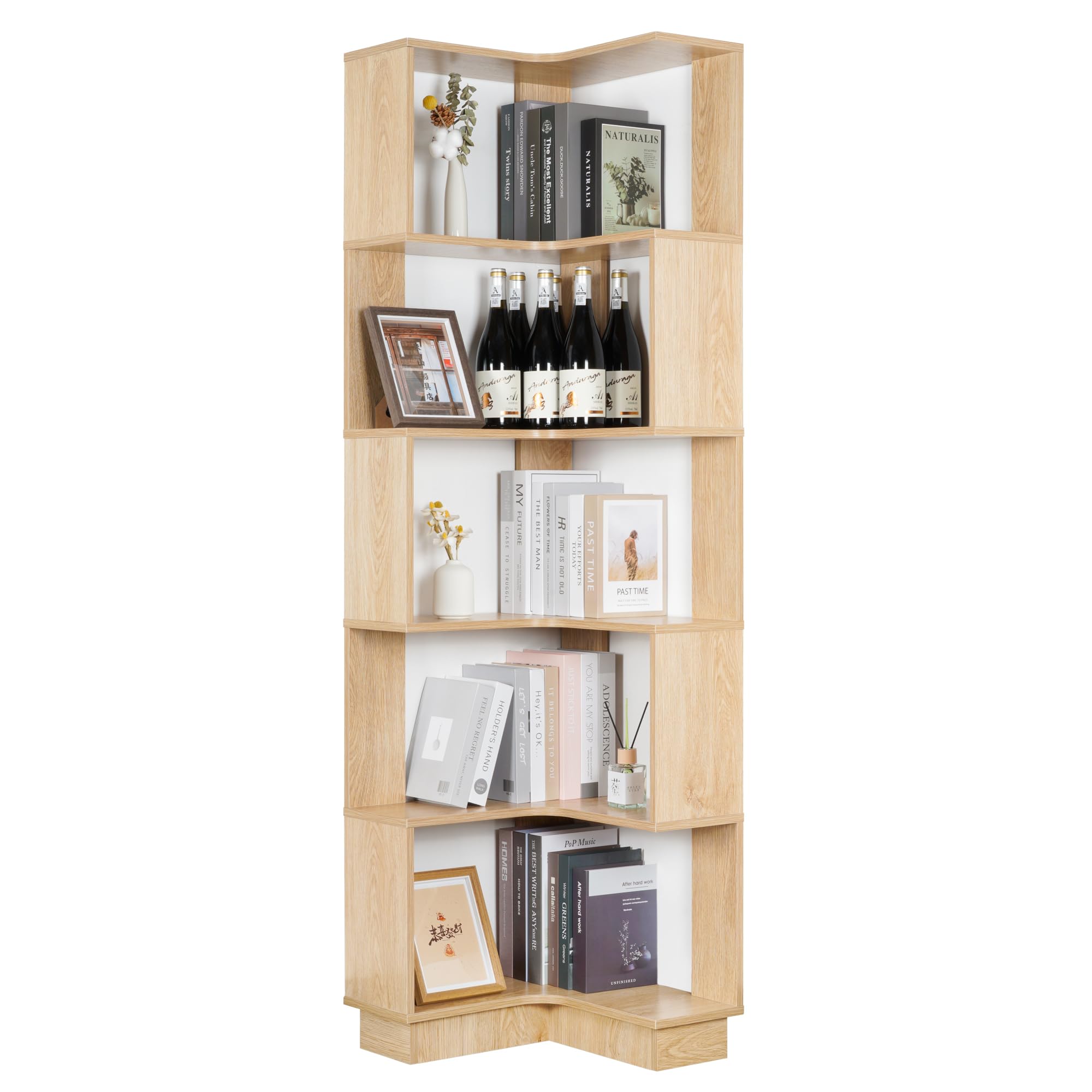 YITHOPI Mensola Angolare 5 Strati,Scaffale Portata Moderna Armadietto angolare in piedi Scaffale espositivo per garage, cucina, ufficio, libreria, angolo Blu in Acciaio e Legno Multistrato
