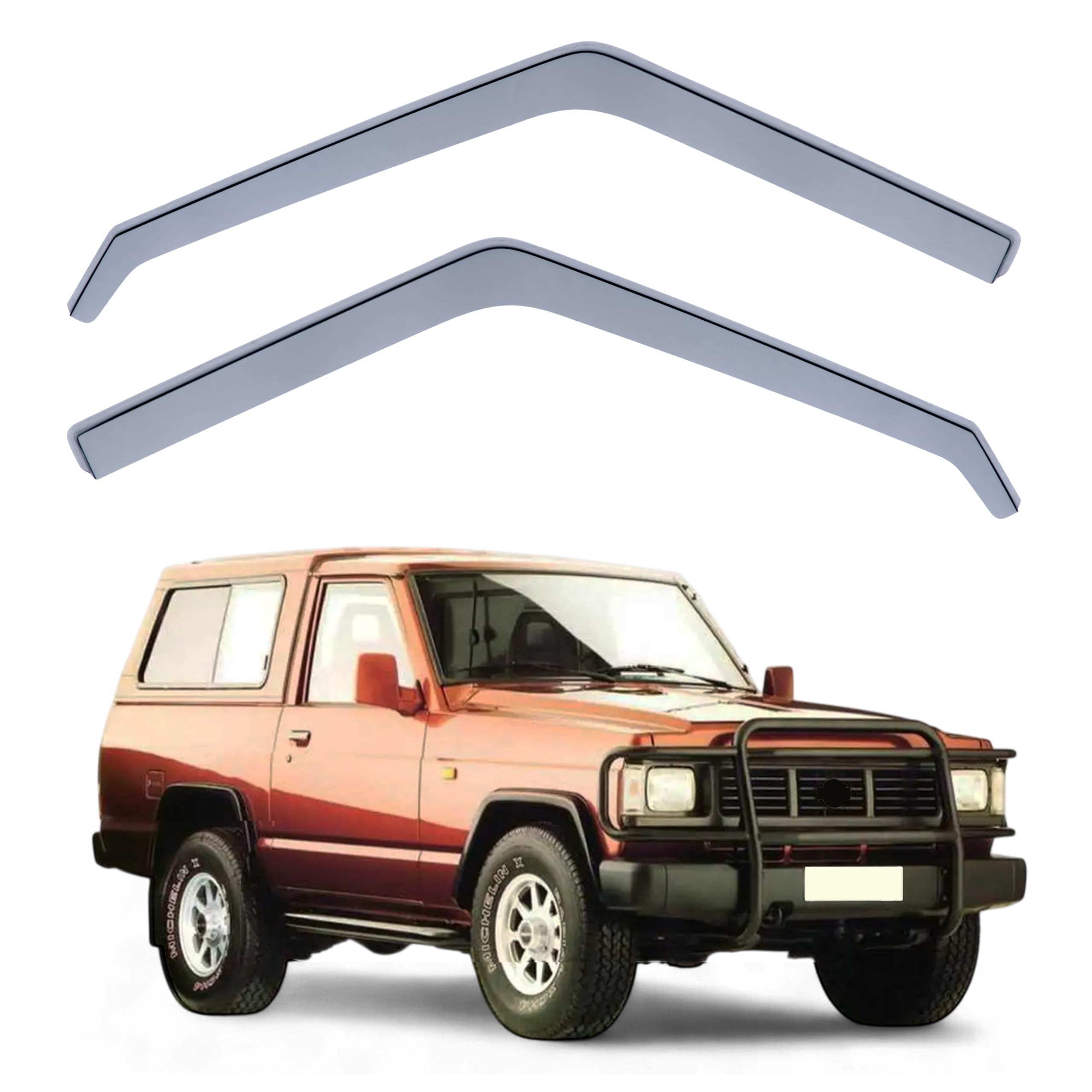 Deflectores Compatibles con Nissan Patrol 1987-1999 (TY 260, Y60A) - Vidrio Acrílico Duradero - Derivabrisas Delanteros Ahumados para Ventanillas - Instalación Interior - 2 Unidades