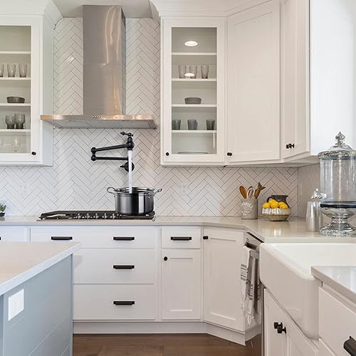 Miniatura 30 de WOWOW Grifo de llenado de ollas doradas, grifo plegable de cobre de montaje en pared, 2 manijas con brazos oscilantes de doble junta, grifo