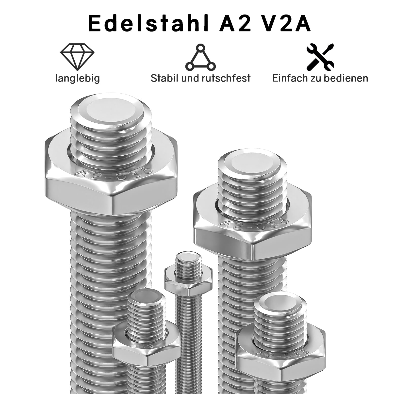 ORTAVA Dadi Esagonali M6 Bassi con Smusso - 50 Pezzi DIN 439/ISO 4035 in Acciaio Inox A2 V2A per Viti, Bulloni Filettati, Mobili, Macchine