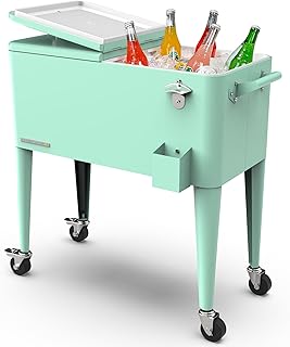 Permasteel 80-Qt Large Outdoor Patio Cooler with Wheels & Handles, Portable Rolling Hard Cooler