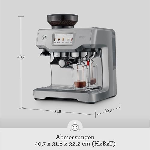 Sage - The Barista Touch - Machine à Café avec Mousseur à Lait Automatique & Moulin Intégré - Écran Tactile, Tampon Amovible, 5 Programmes - Machine Expresso - Acier Inoxydable Brossé - 6