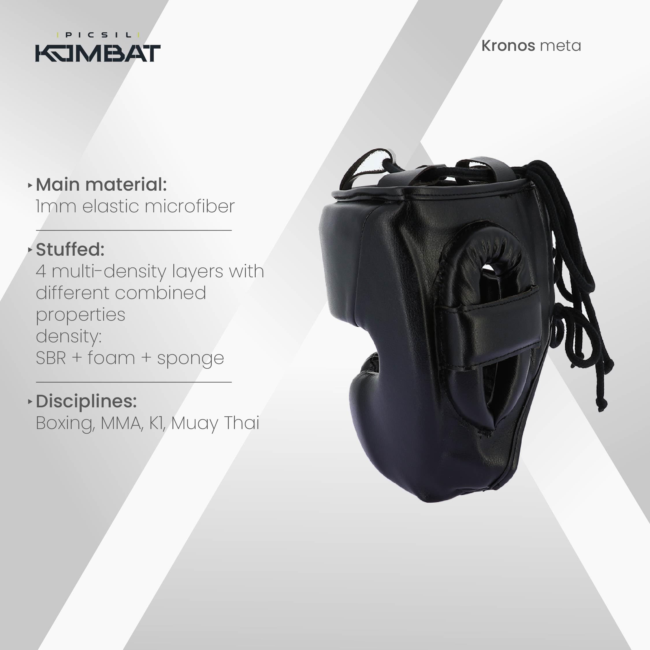 Picsil Kombat Kronos Meta Kask bokserski, Kask bojowy do sztuk walki, takich jak MMA, Muay Thai, Kickboxing, Regulowany rozmiar
