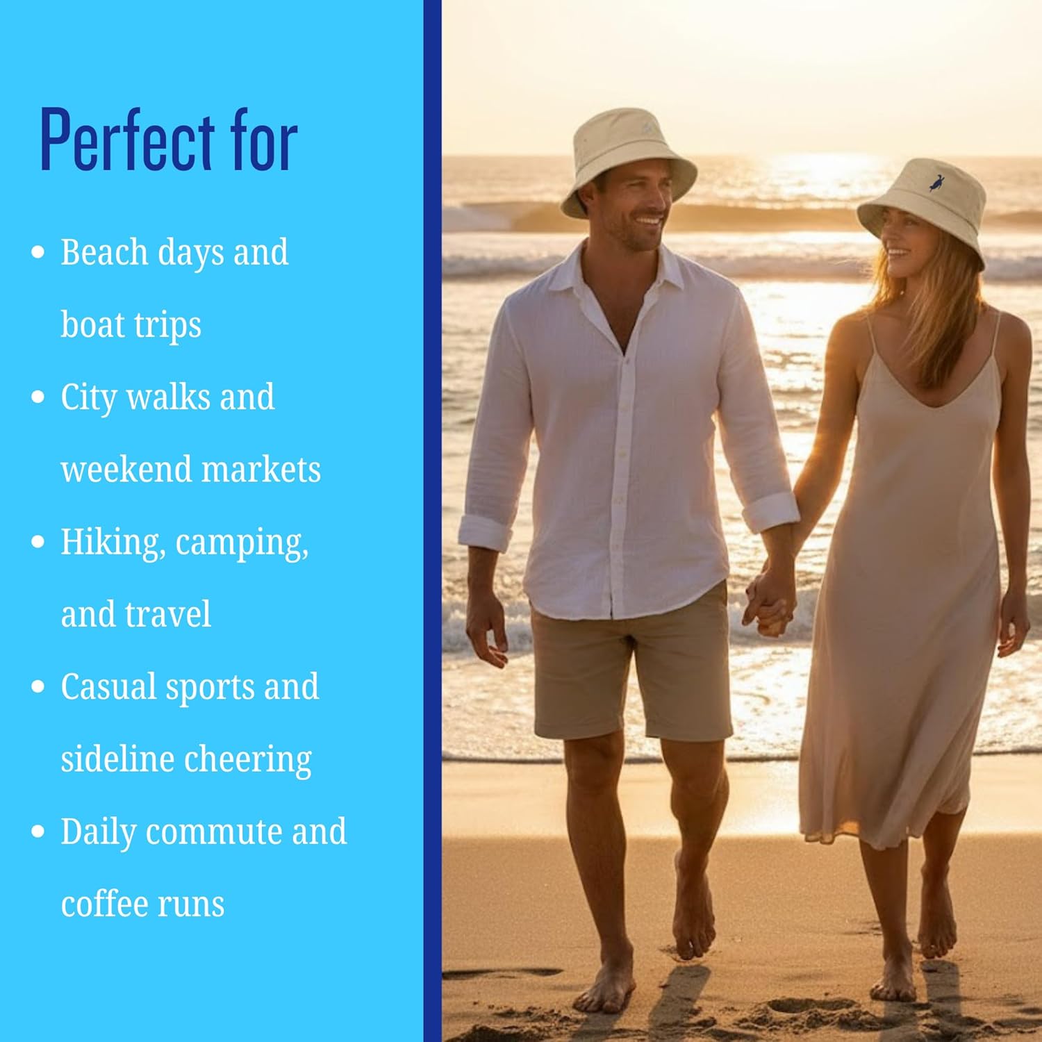 Bucket Hat, Adjustable Cap with Buckle Closure - Eco-Friendly Organic Cotton for Men and Women (Beige) - Image 5