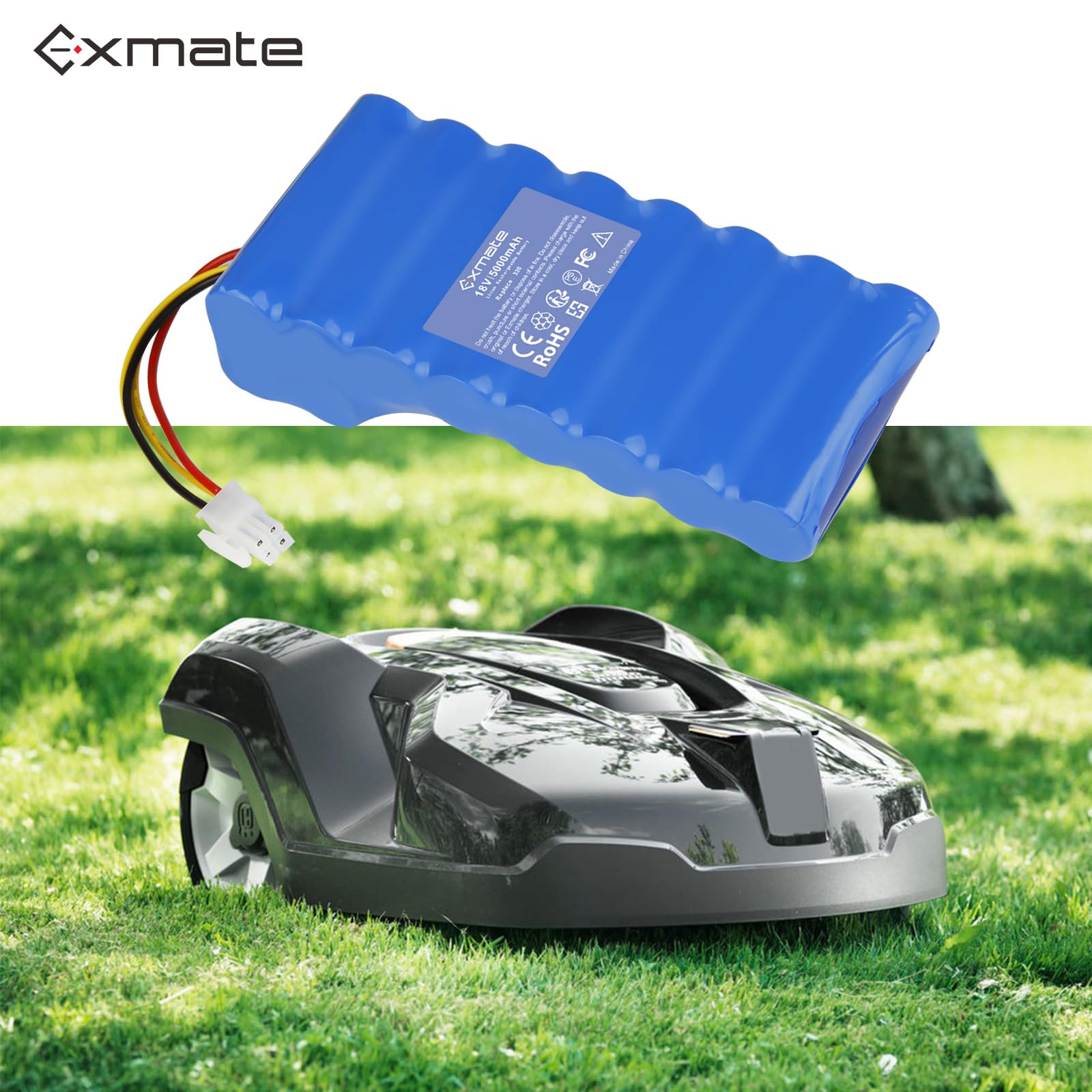 Exmate Batterie de Rechange 5000 mAh 18 V pour Robot Tondeuse à Gazon Automower 320, 330X, 420, 430, 430X, 440, 450X, 520, 550 Li-ION