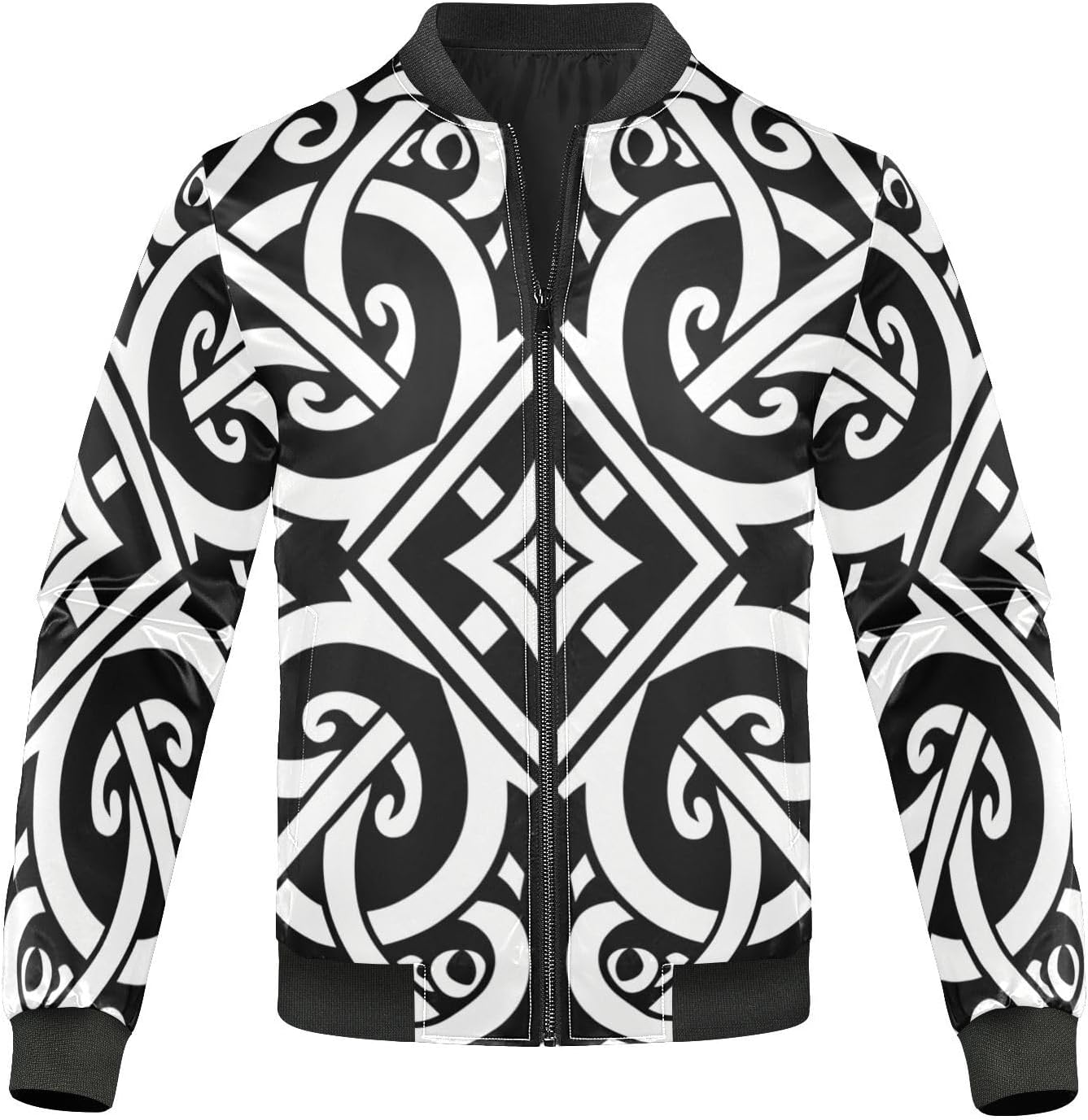 Flat Abstract Pattern Black Lightweight Breathable Rain Jackets Waterproof Windbreaker Mens Jacket