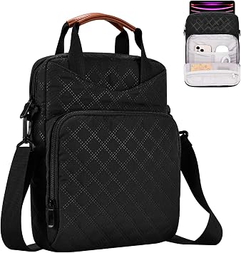 9-11 Inch Tablet Sleeve Bag, Padded Carrying Travel Case for iPad Pro 11-in M4, iPad 10.9 10th Gen, iPad Air 11-in M2, Galaxy Tab S9/S8, with Shoulder Strap Classic Black