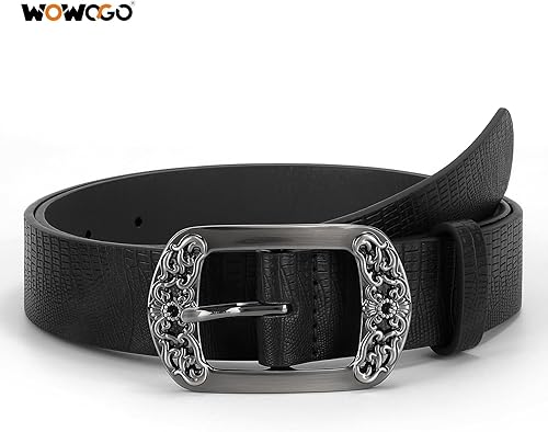 Miniatura 7 de Cinturón de cuero para mujer de flor vintage para jeans vestido de moda cinturón cinturones de señoras con hebilla negra