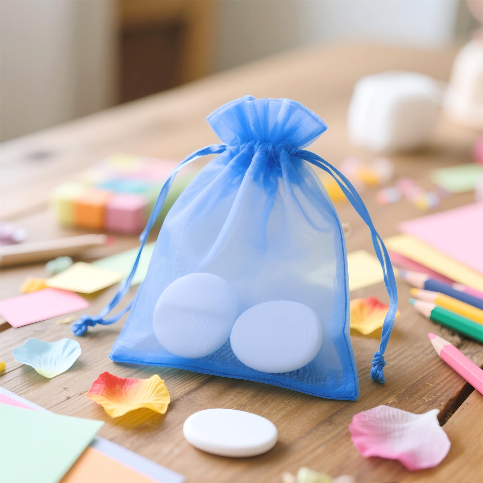 G2PLUS 100PCS Bolsas Organza Azul: Bolsas de Organza de Regalo con Cordón 10×15CM para Boda Favores Joyas y Dulces