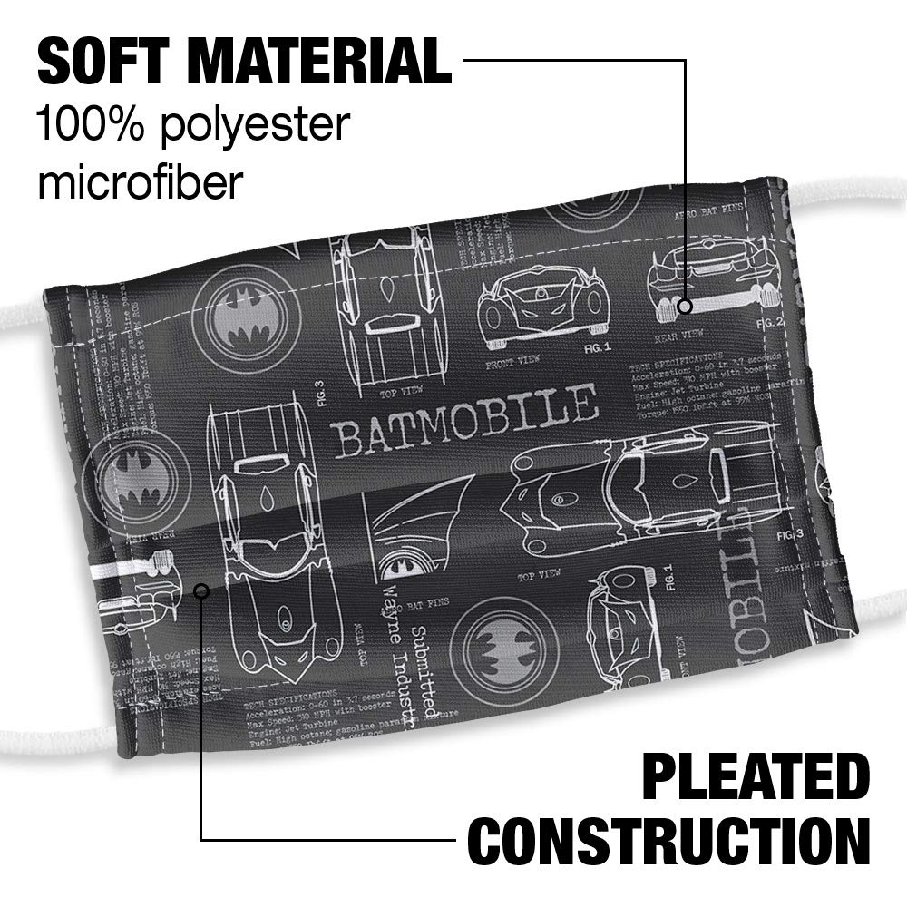 Popfunk Batman Kids Be Vigilant Pattern 1-Ply Reusable Face Mask Covering