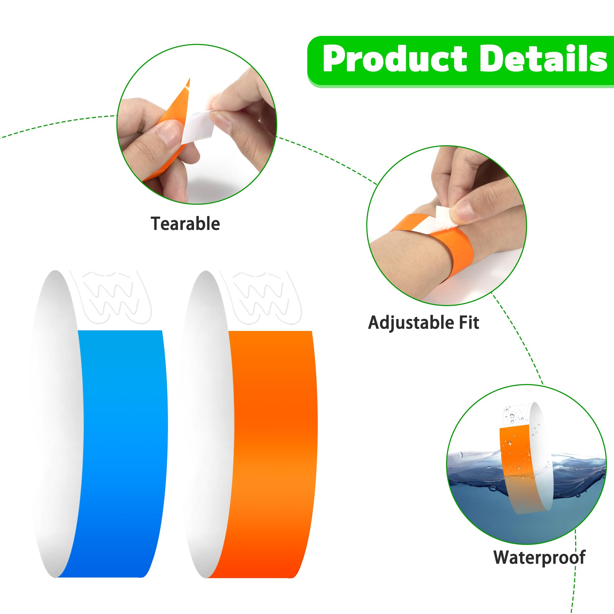 Braccialetti Di Carta Per Eventi - 620 Pezzi, Impermeabili, Colore Oro, Per Concerti E Feste - Foto 5