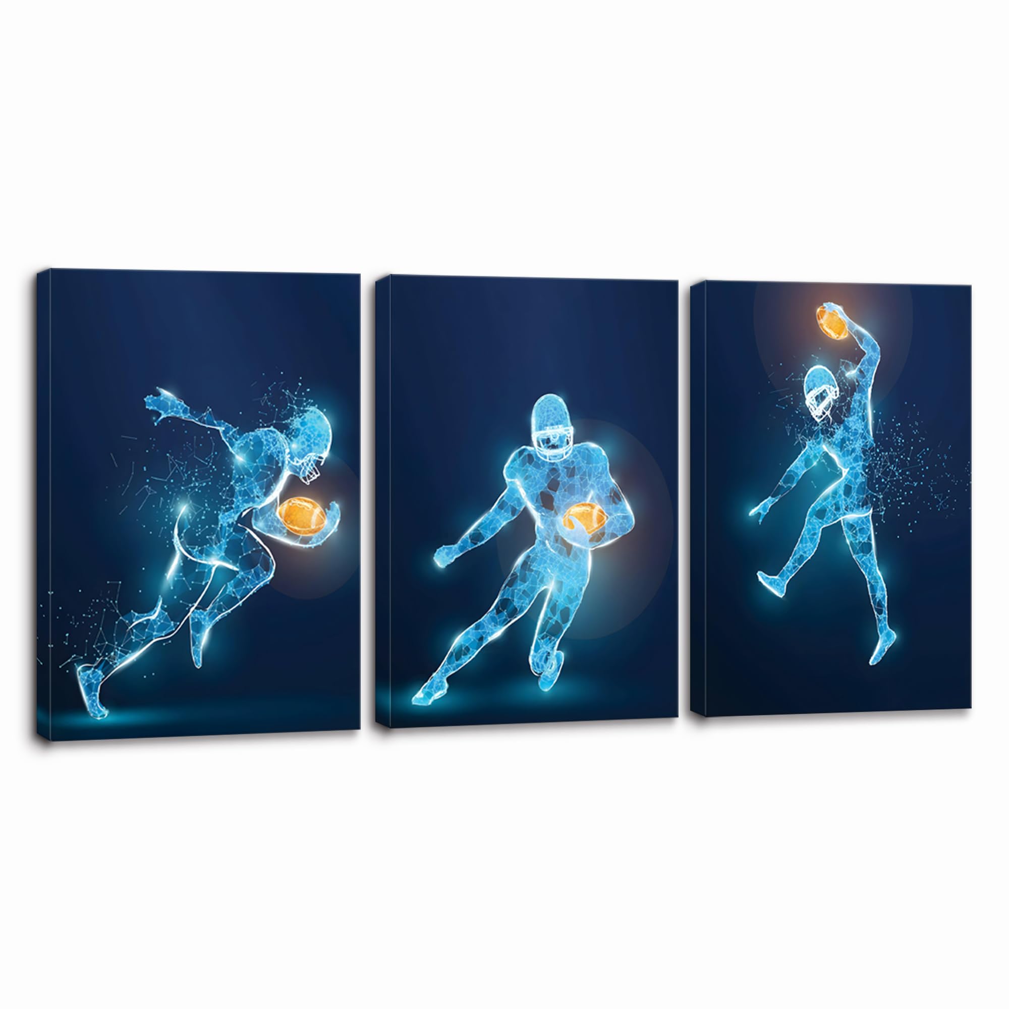 Football XRay Wall Art Decor Prints Set of 3 Framed