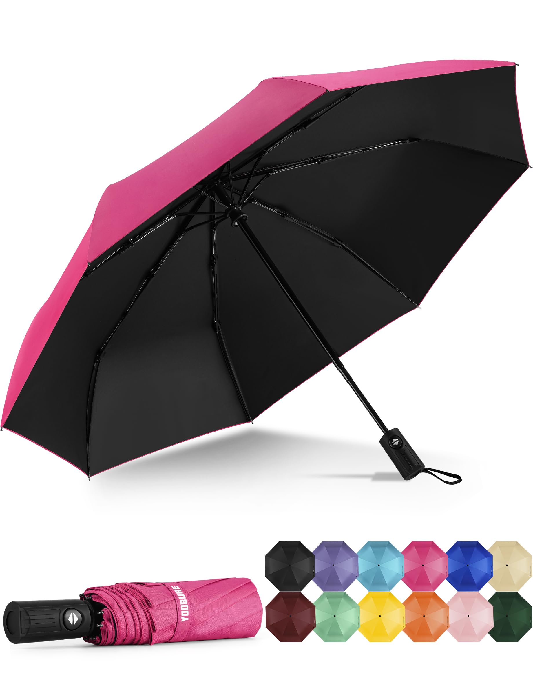 Yoobure Windproof Travel Umbrella - Automatic Umbrellas for Rain, Compact Folding Umbrella with UV Protection, Lightweight Portable Design for Backpack/Walking/Car, Sun & Storm Ready