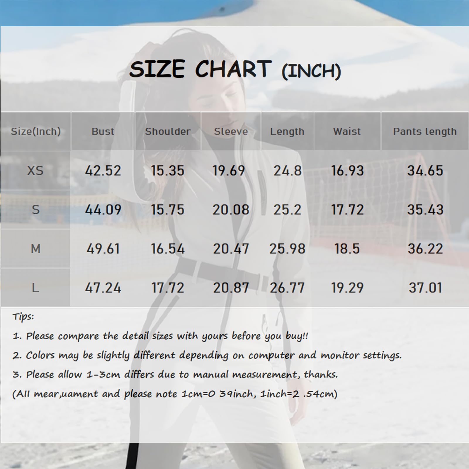 Generisch Skianzug Damen Einteiler Warm Schneeanzug Damen Overall Atmungsaktiv Skianzüge Elegant Winddicht Skioverall Winter Eng Skianzug Warme Winteranzug Taschen mit Reißverschluss Skisuit