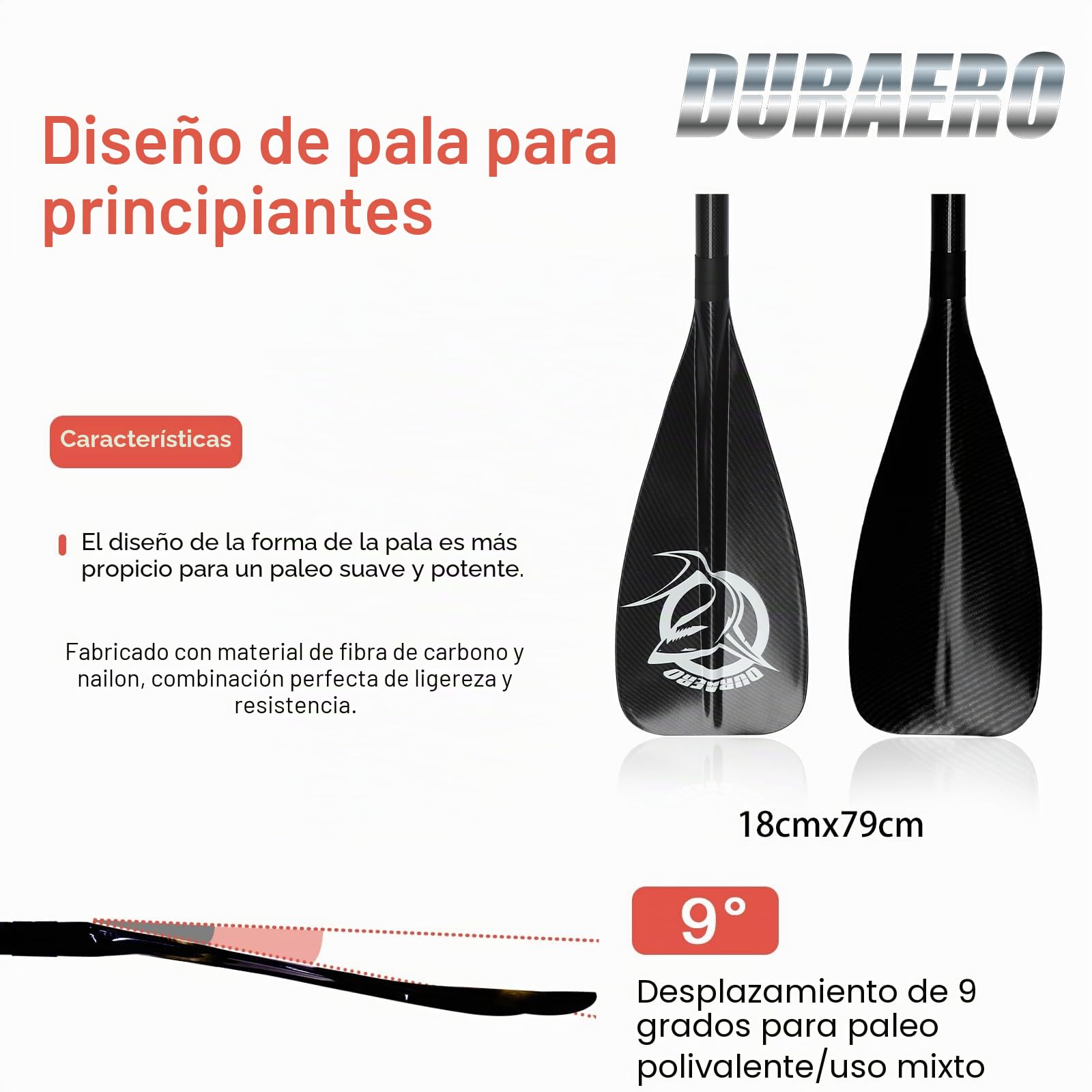Remo de Carbono con Bolsa - 3 Piezas para Sup Kayak Stand-Up Paddling Board Velocidad Profesional - Remo Ligero 760 g Telescópico Ajustable 165-205 cm kajak Tabla de Surf Sistema enchufable