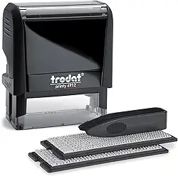 Trodat Printy 4912 Self Inking Do it Yourself (DIY) Kit de mensagem personalizada de 4 linhas ou carimbo de endereço com tinta preta, tamanho da impressão: 1,9 cm x 4,5 cm (preto)