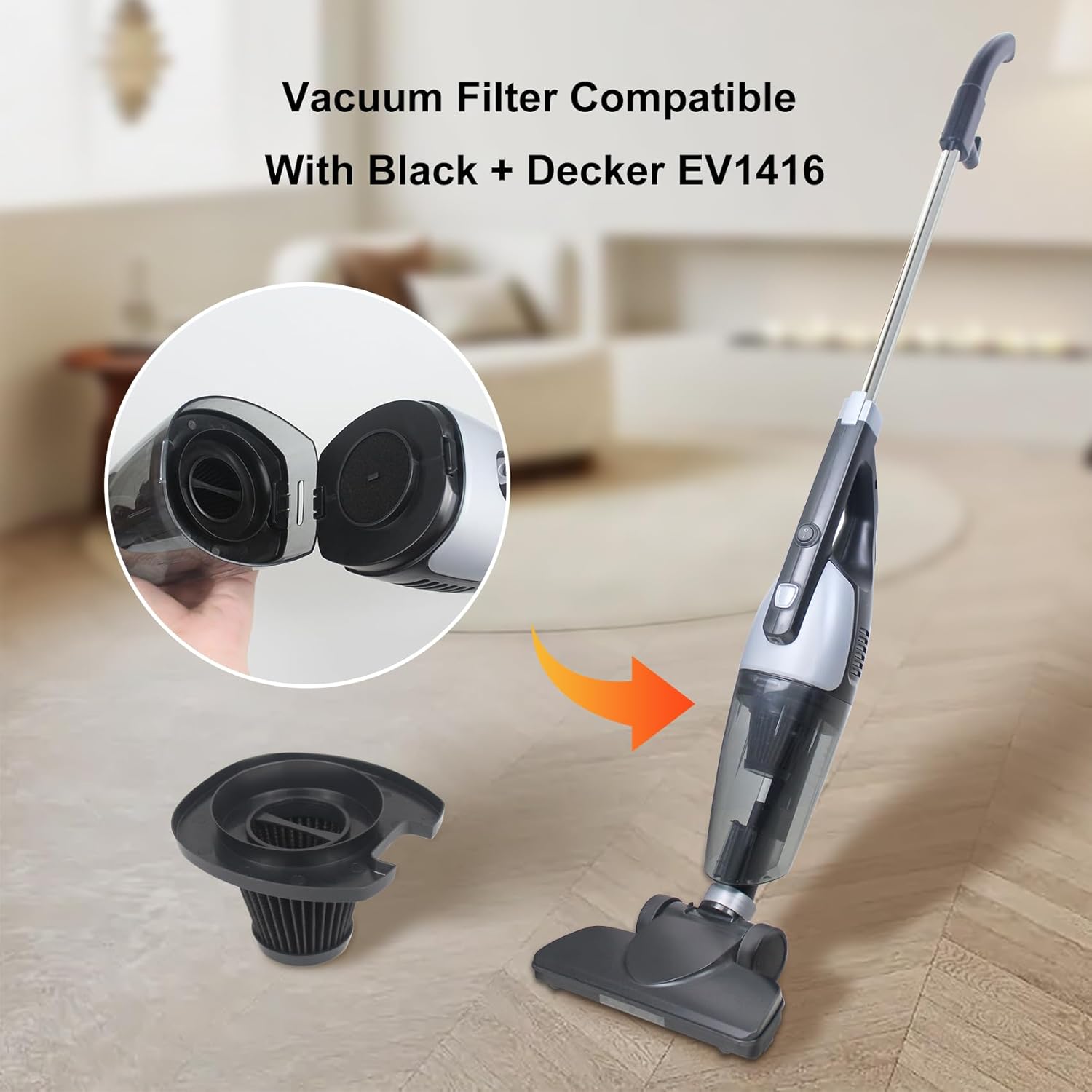 Replacement Filter for Black Decker EV1416 3-in-1 Lightweight Corded Upright and Handheld Multi-Surface Vacuum - Image 3