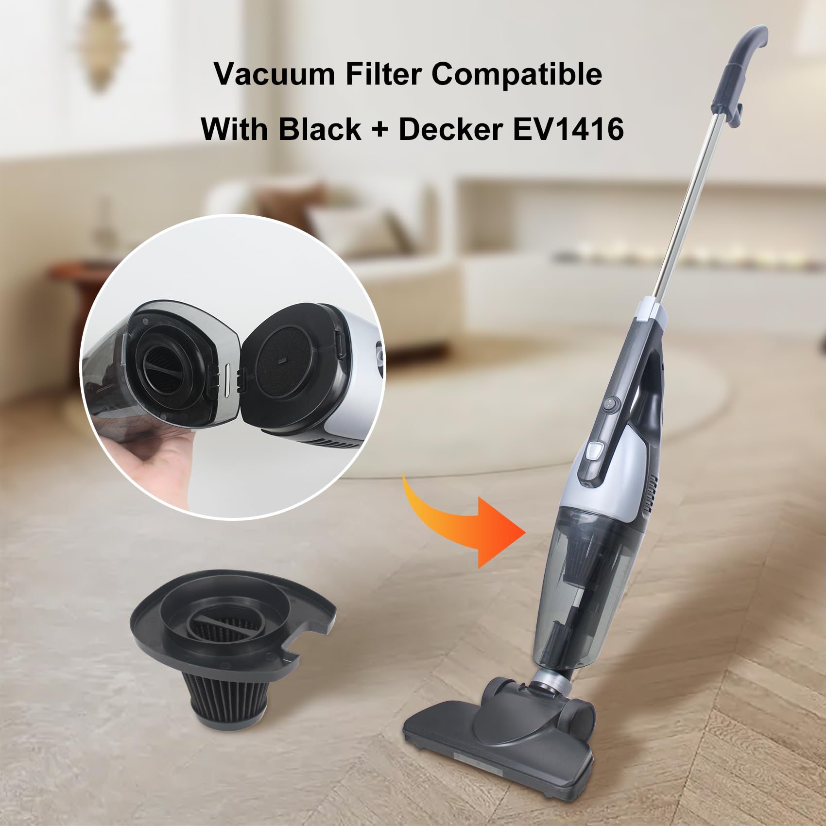 HEPA Filter Replacement for Dirt Devil EV1426CS/ EV1520CT, for Black & Decker EV1416 3-in-1 Lightweight Corded Upright and Handheld Multi-Surface Vacuum Cleaner
