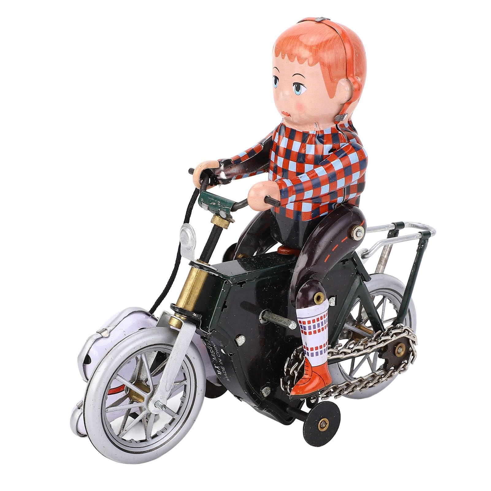 VGEBY Juguete de Hojalata con Mecanismo de Relojería, Niño Retro Hecho a Mano Que Pasea Al Perro en Bicicleta, Juguete de Motocicleta de Hojalata para Decoración de Colección