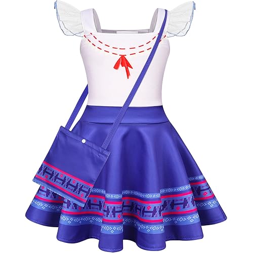 HenzWorld Girls Mirabel Costume Isabella/Luisa Dress up Kids Madrigal Family Dresses Birthday Party Cosplay Outfit