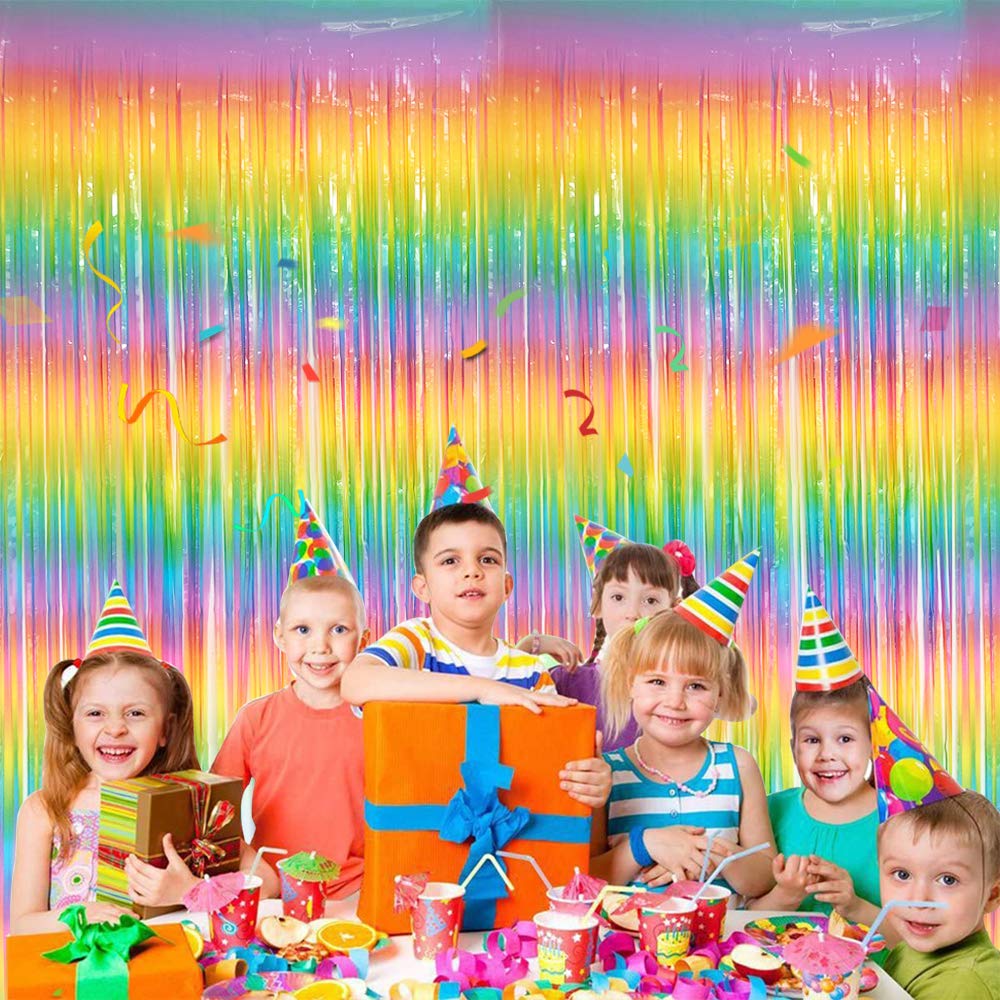 Kit Décoration,Rideau à Franges En Feuille Métallique Or Argent,décoration De Fête D