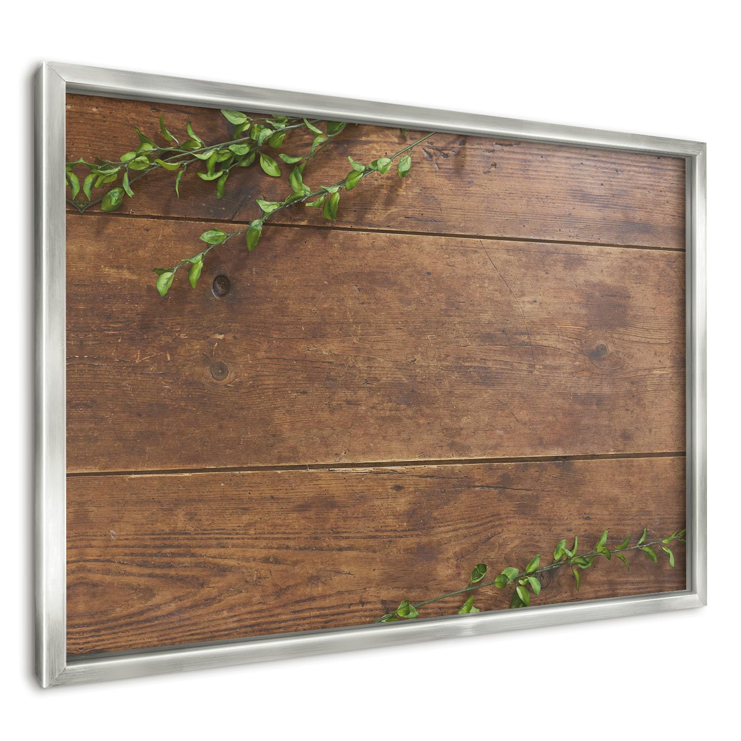 Panel Magnético 60x40 cm | Marco Plateado | Naturaleza De La Madera | Montaje Fácil | Pizarra de Pared | Para Restaurante y Bar | Expositor para Menú, Ofertas del Día
