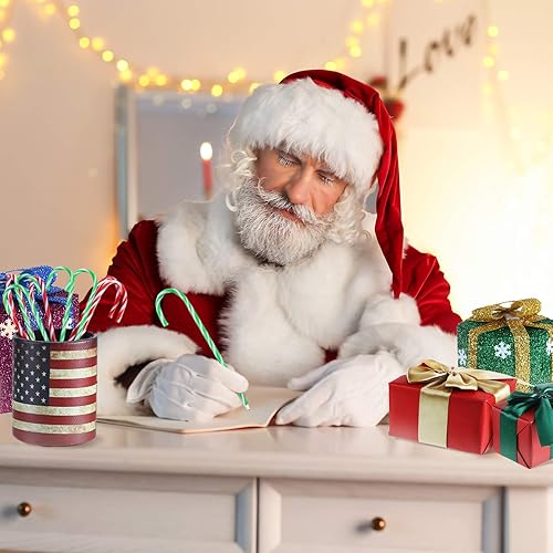 Miniatura 5 de Outus 60 bolígrafos navideños de bastón de caramelo a rayas para fiesta de Navidad, suministros de papelería, tinta negra y azul (rojo blanco, verde