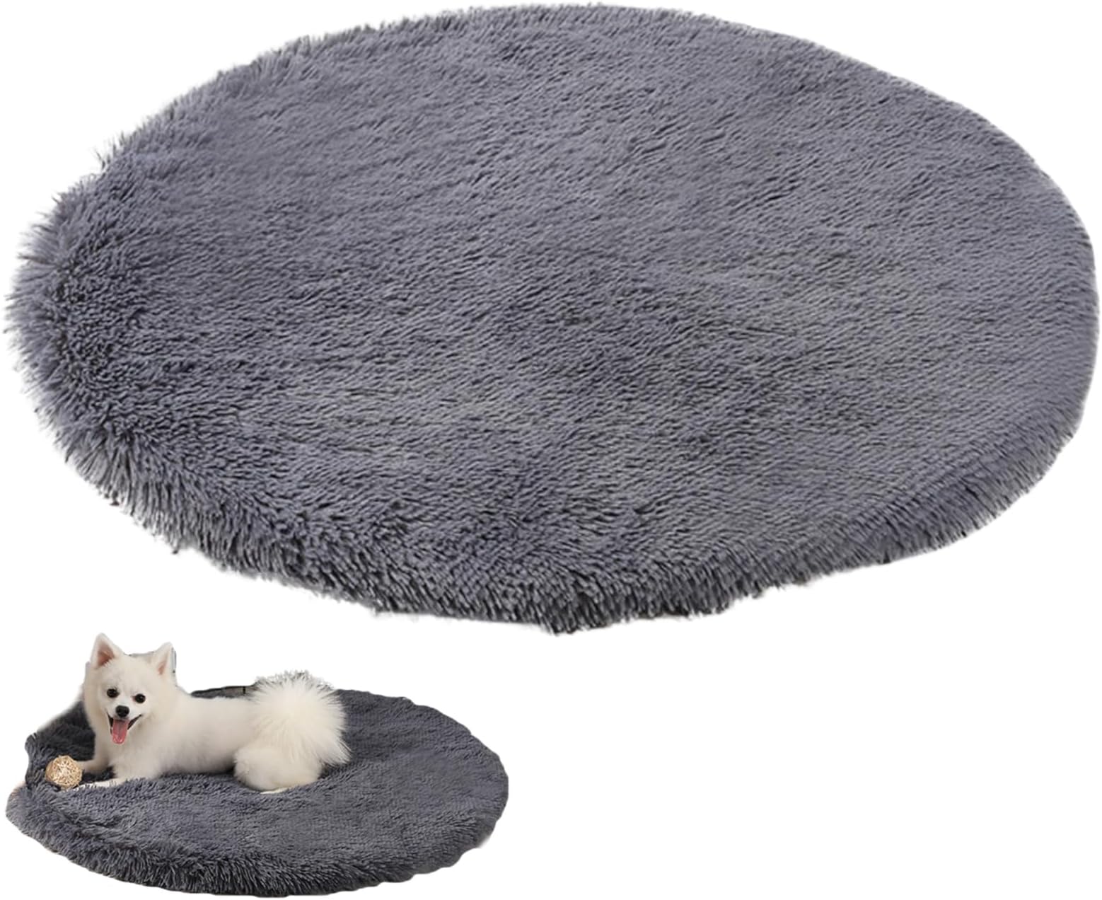 Small Dog Bed Fluffy Plush Round Cushion Dogs Crate Mattress Washable Pet Beds Blanket Soft Warm Dog Pillow Puppy Kitten Bed Mat Indoor Sleeping Nest Calming Pet Sofa Pad for Puppy Kitten 40x40cm
