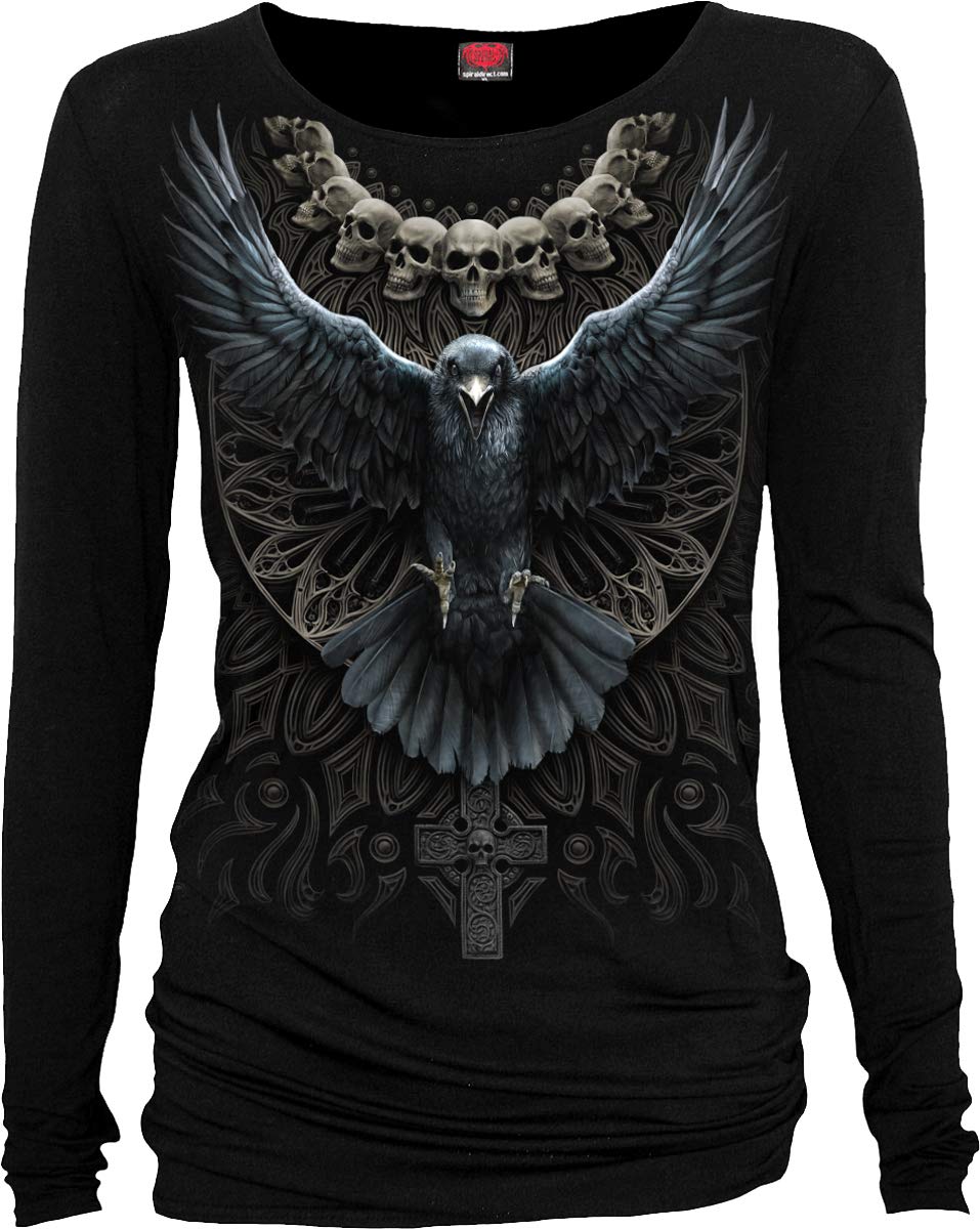 Spiral Women's Black - Raven Skull - Baggy Top - M