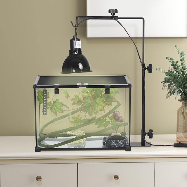 Foto 2 de 8 de PawHut Soporte regulable para lámpara calor reptiles 32x9x67 cm Negro
