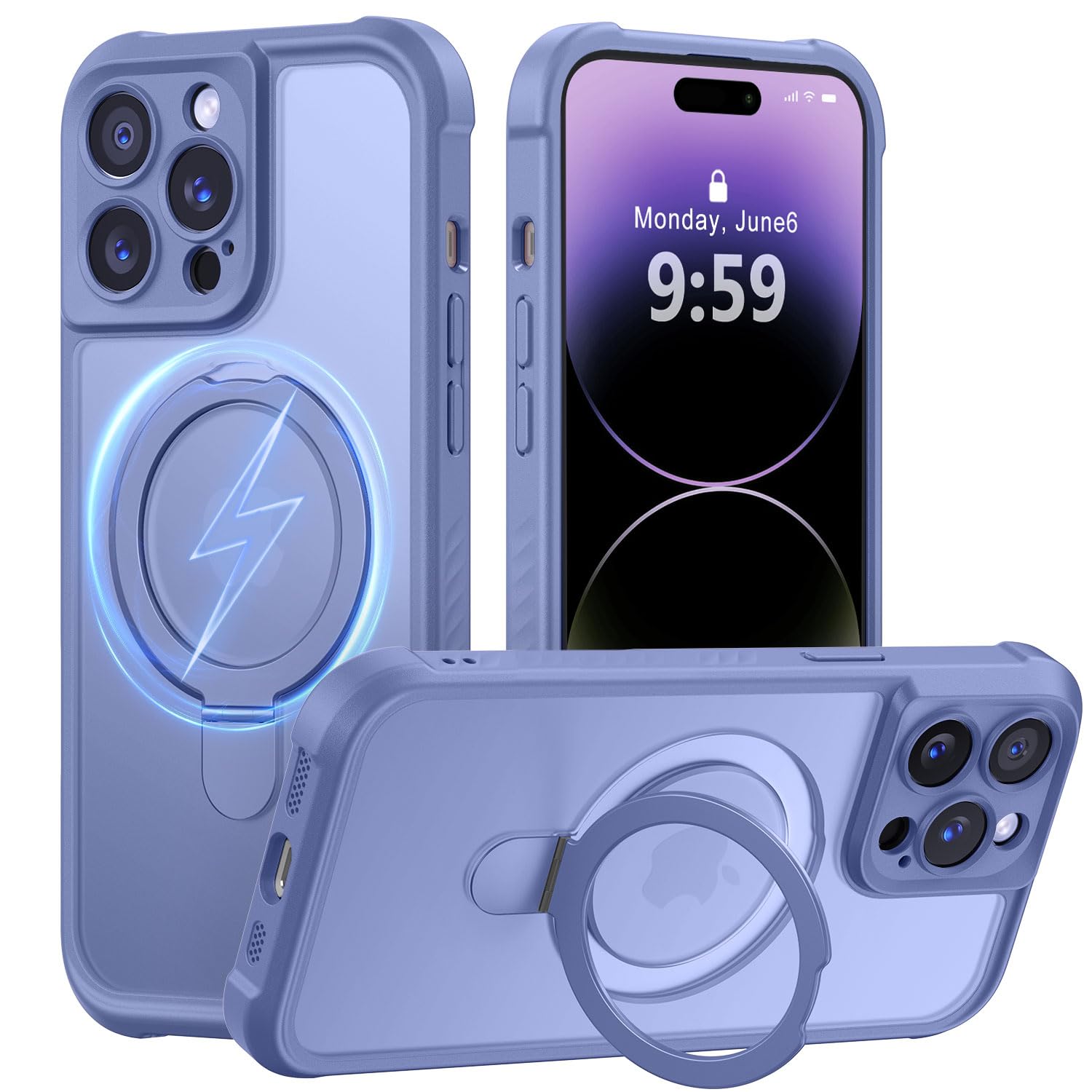 MOCCA Magnetic for iPhone 14 Pro Case with Stand,Lavender Grey